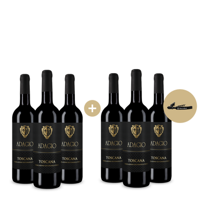 3+3 gratis: Rosso Toscana 2024 + Wine in Black hybrid Kellnermesser